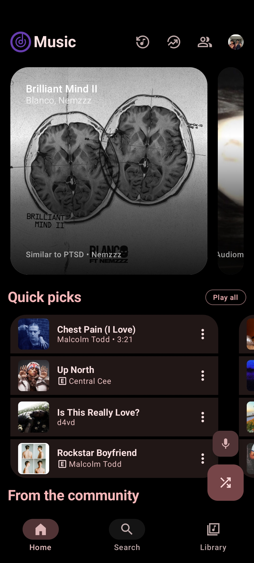 Home screen